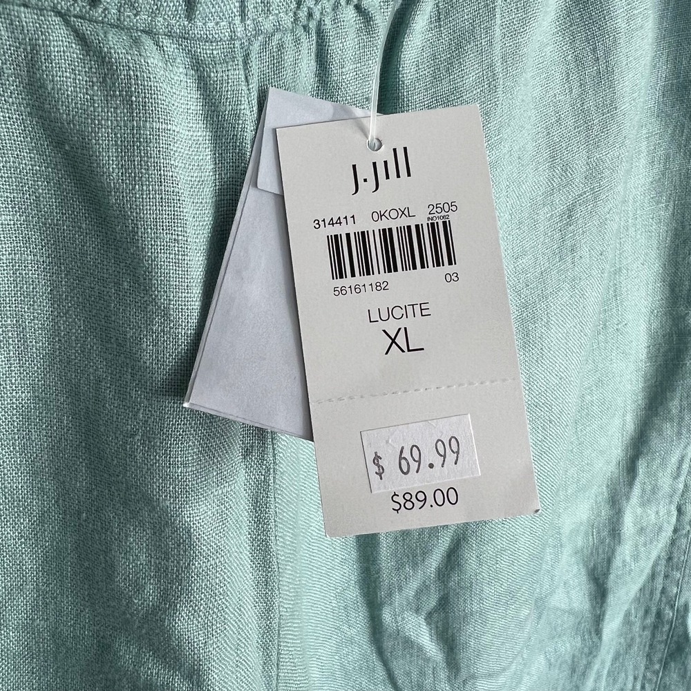 NWTnPure Jill Linen Crop Pants Pull On Elastic Waist Womens XL Lucite Coastal - Picture 6 of 11